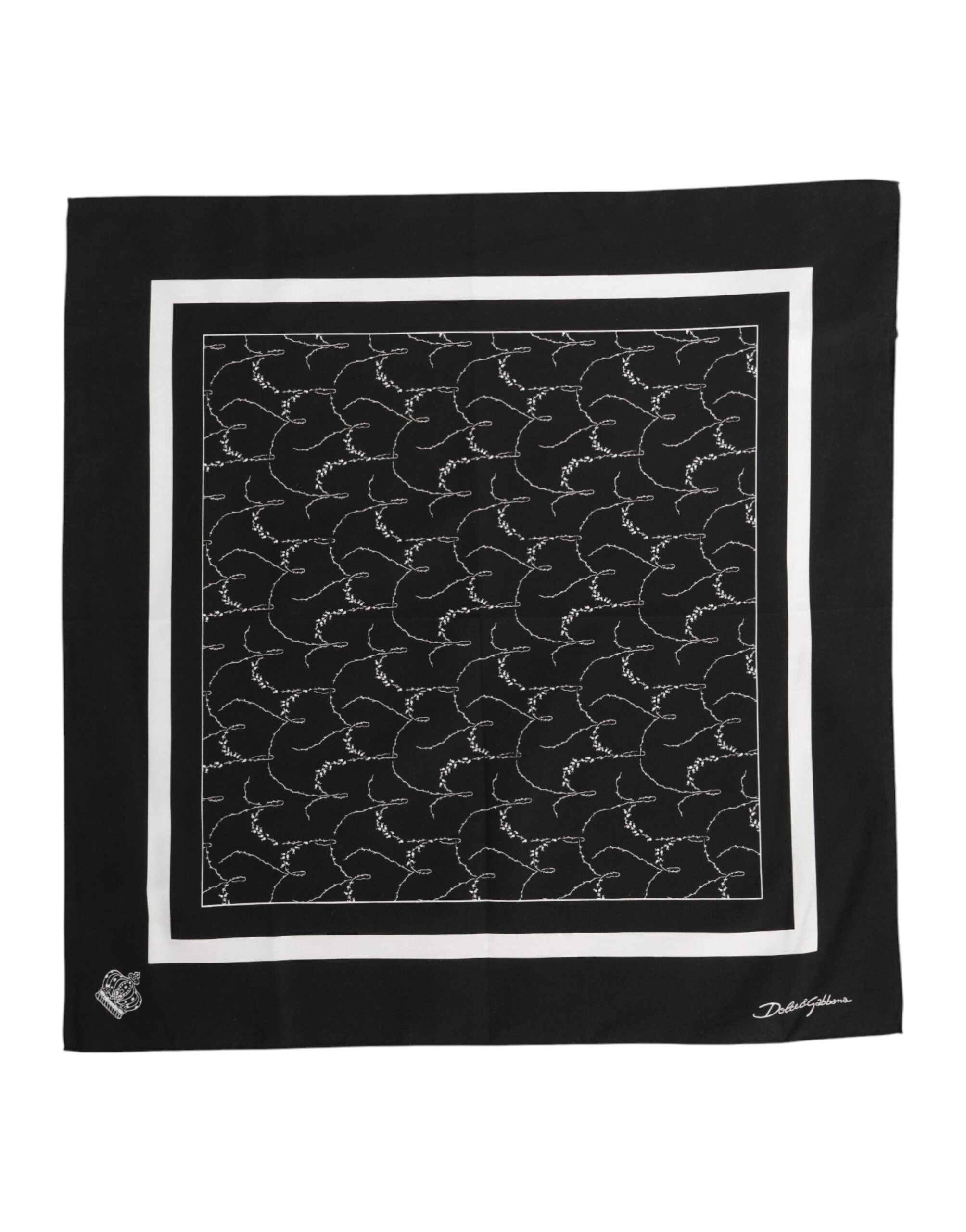 Dolce & Gabbana Black White Printed Square Foulard Scarf